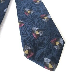 VTG Enrico Guccini Neck Tie Navy Blue Geometric Design 100% Silk